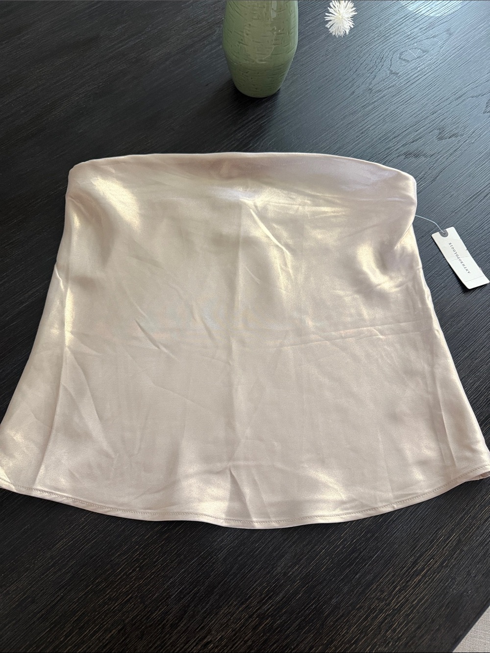 Anthropologie Strapless gold shiny top sz S
